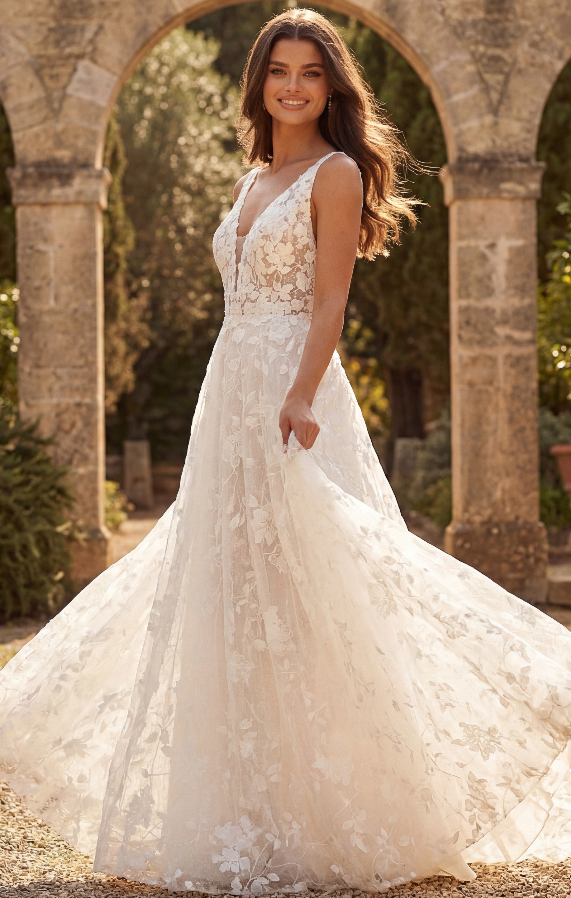 High Neck Floor-Length Lace Wedding Gown with Sheer Illusion Bodice Jovani JB49748 High Neck Floor-Length Lace Wedding Gown with Sheer Illusion Bodice Jovani JB49748
