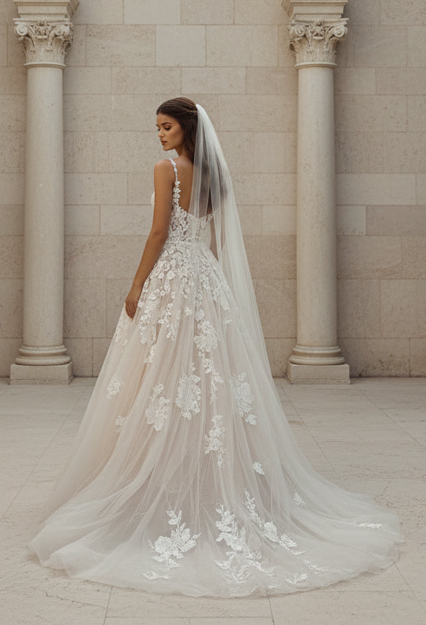 Sweetheart Floor-Length Tulle Wedding A-Line Gown Jovani JB99062