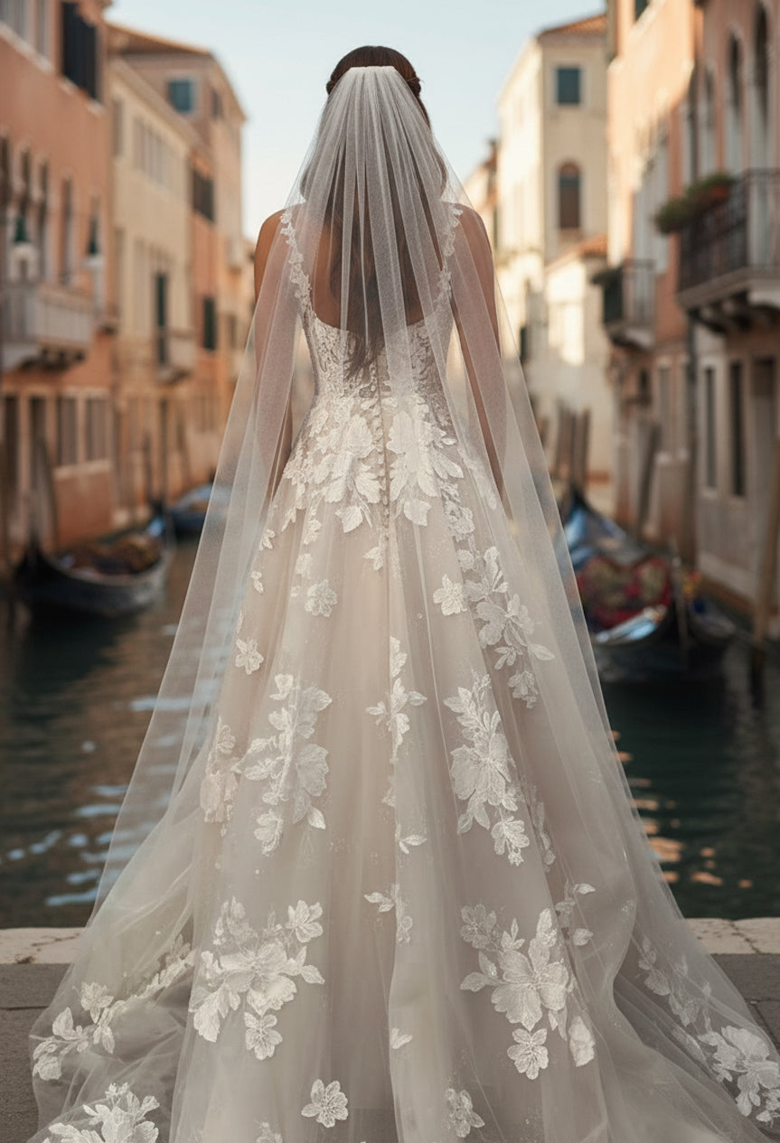 Sweetheart Floor-Length Tulle Wedding A-Line Gown Jovani JB99062