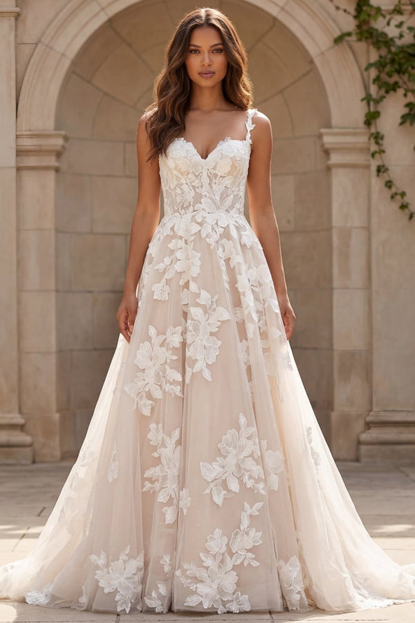 Sweetheart Floor-Length Tulle Wedding A-Line Gown Jovani JB99062