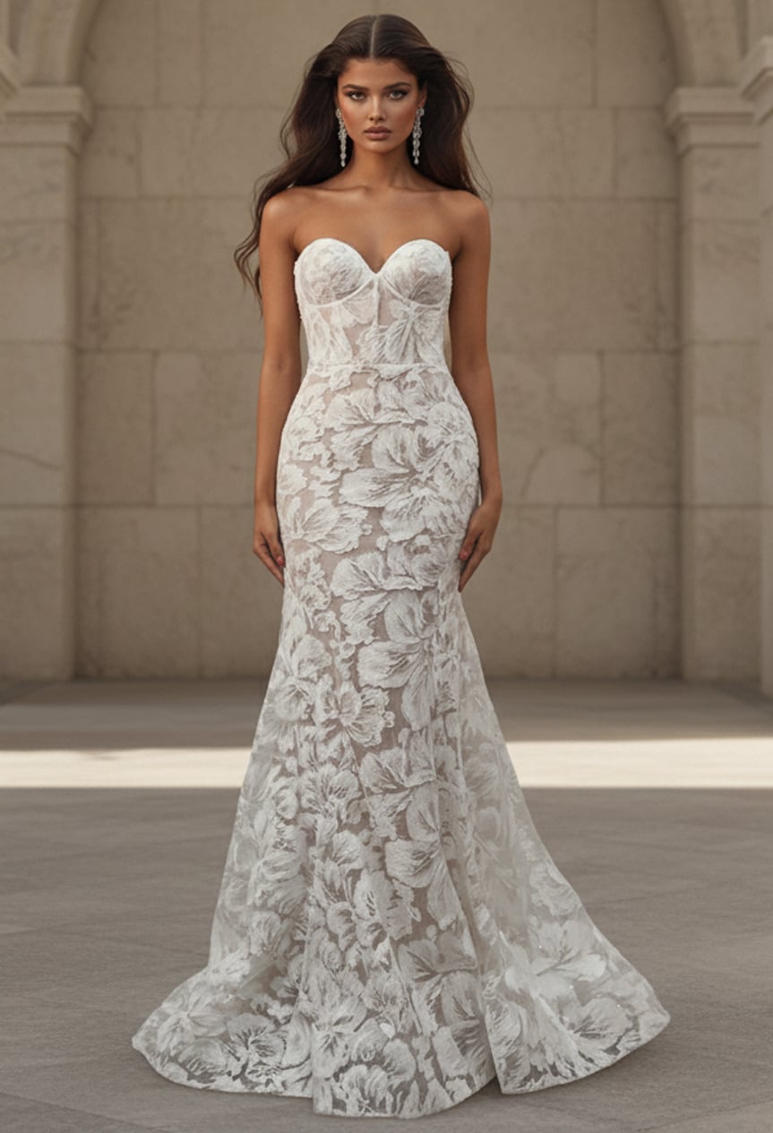 Sweetheart Floor-Length Lace Wedding Mermaid/Trumpet Jovani JB99067