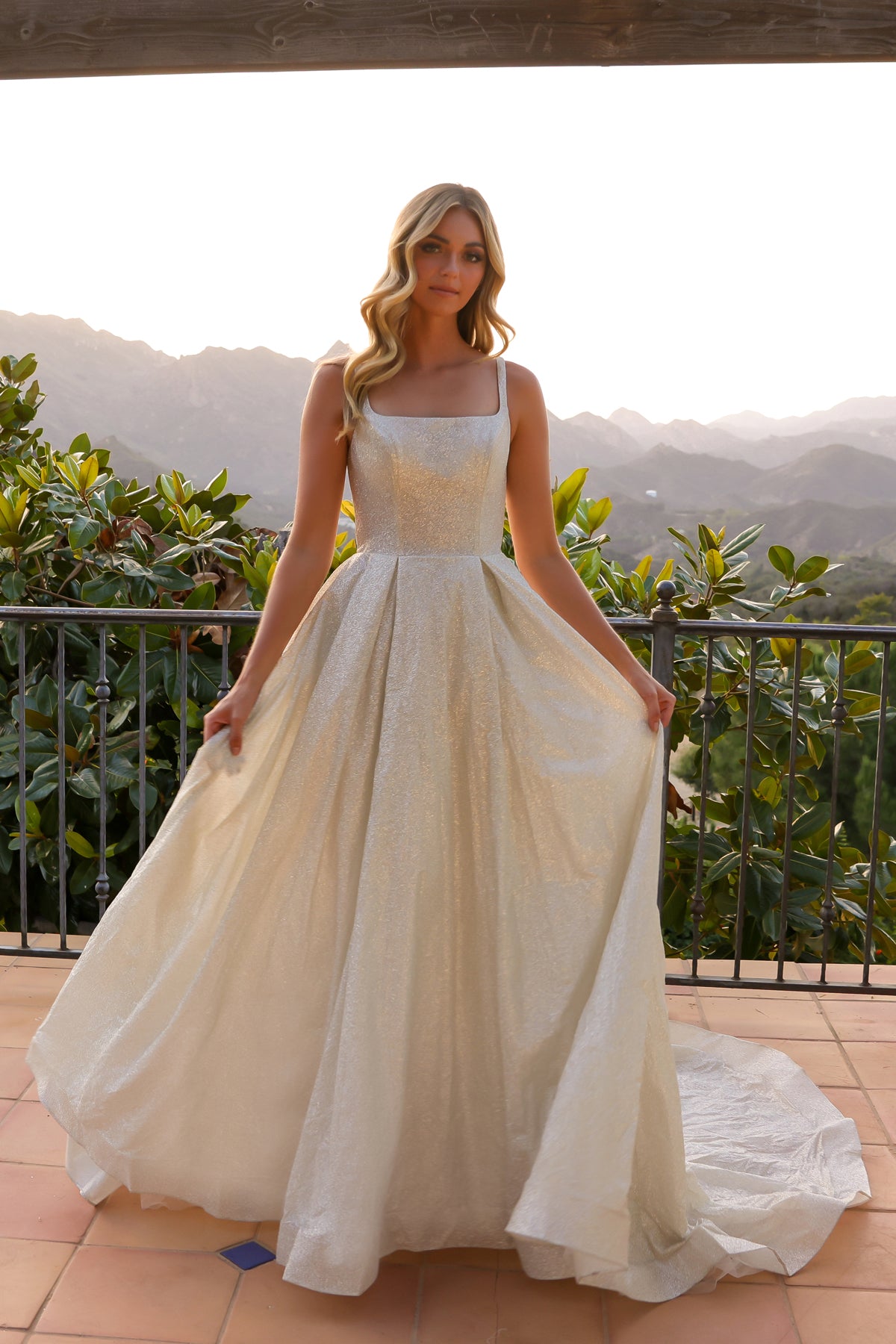 Nox Anabel JE1003 Long Glitter Ball Gown A Line Wedding Dress