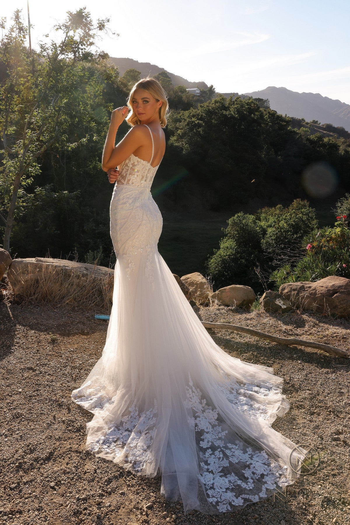 Nox Anabel JE1014L Long Applique Bridal Mermaid Wedding Dress