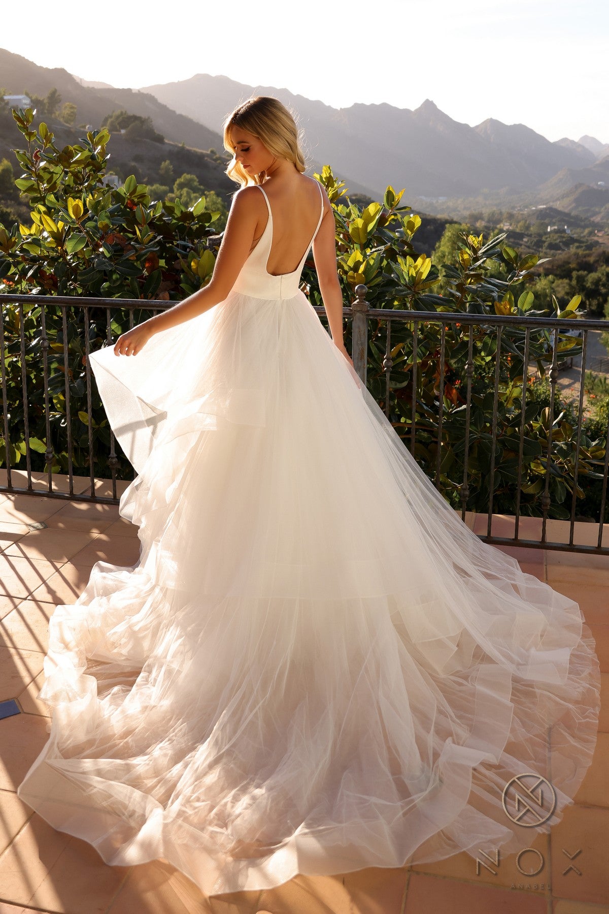 Nox Anabel JE997 Long A Line Layered Wedding Dress