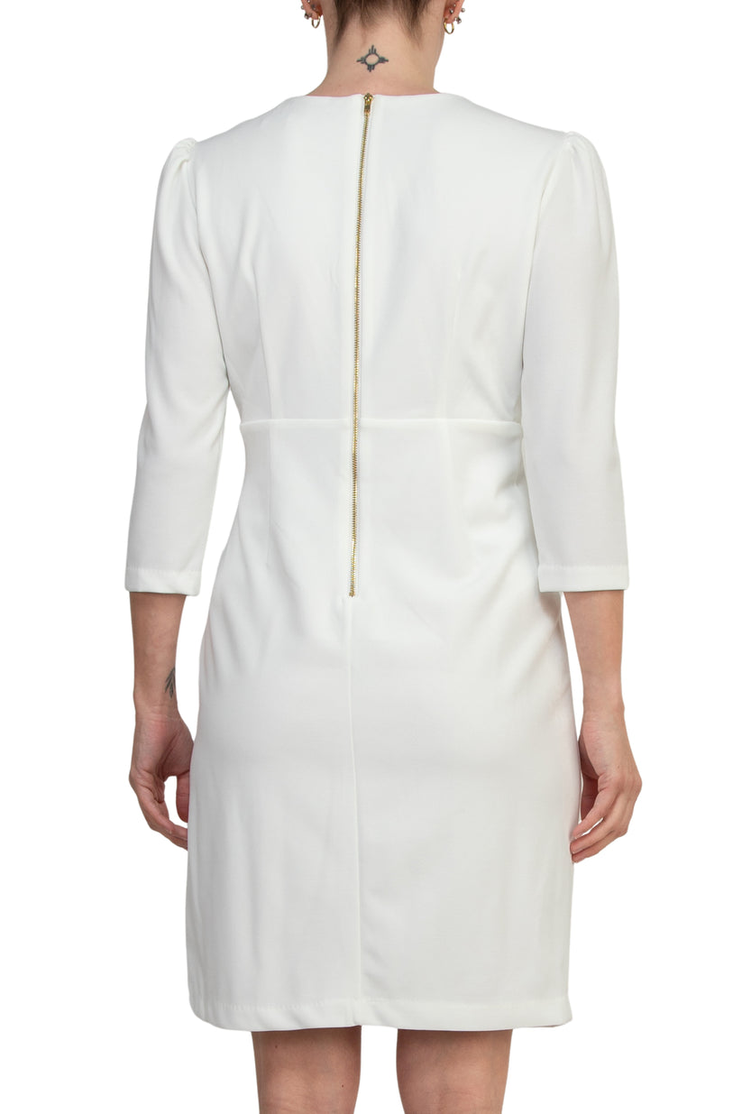 Julia Jordan 3/4 Sleeve V-Neck Cascade Ruffle Scuba Sheath Dress JJ38491