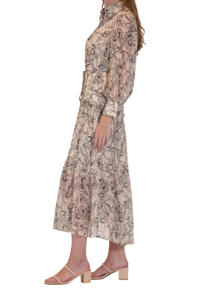 Julia Jordan JJ40682 Short Collared Tiered Printed Midi Cocktail Dress