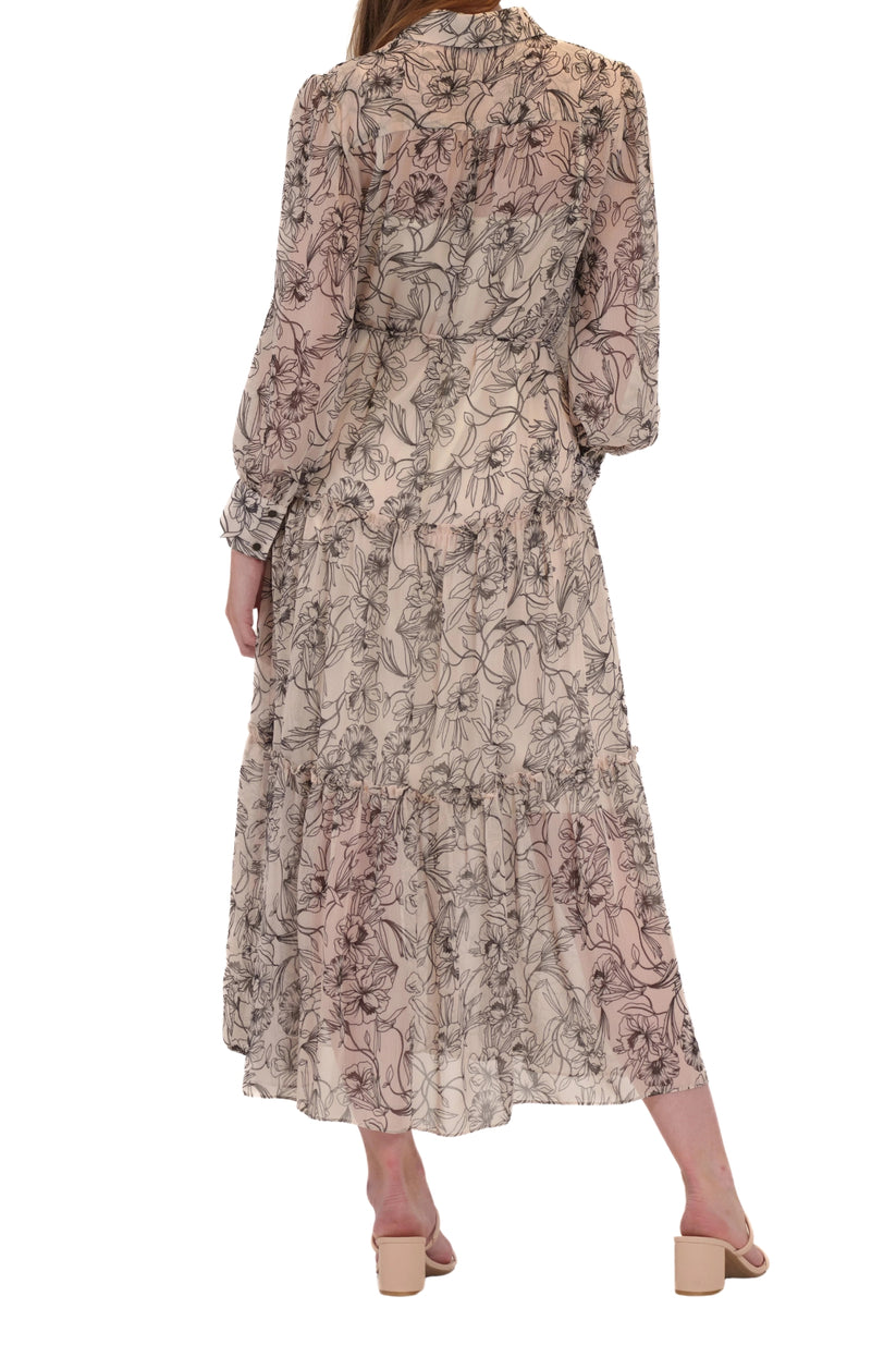 Julia Jordan JJ40682 Short Collared Tiered Printed Midi Cocktail Dress