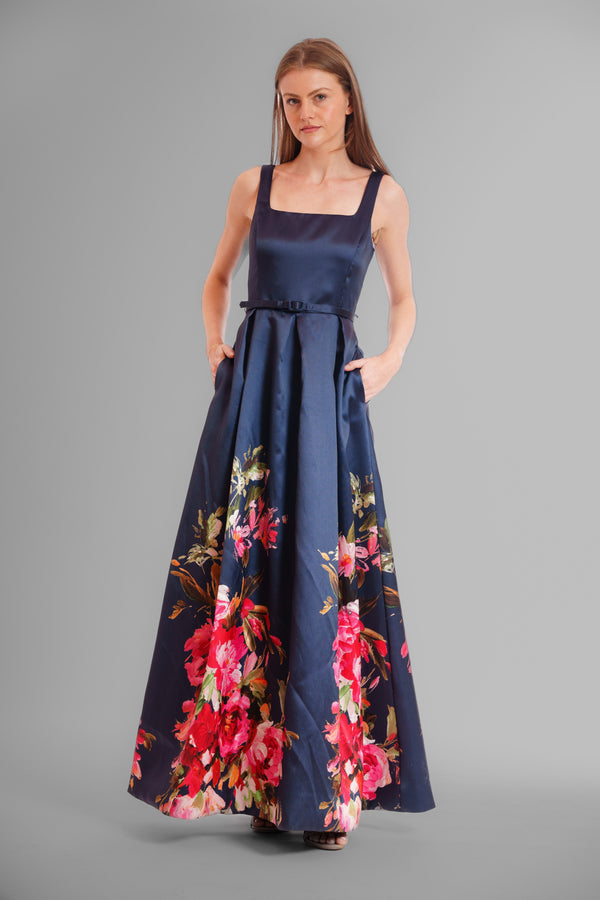 Square Neck Floral Gown Julia Jordan JJ41139