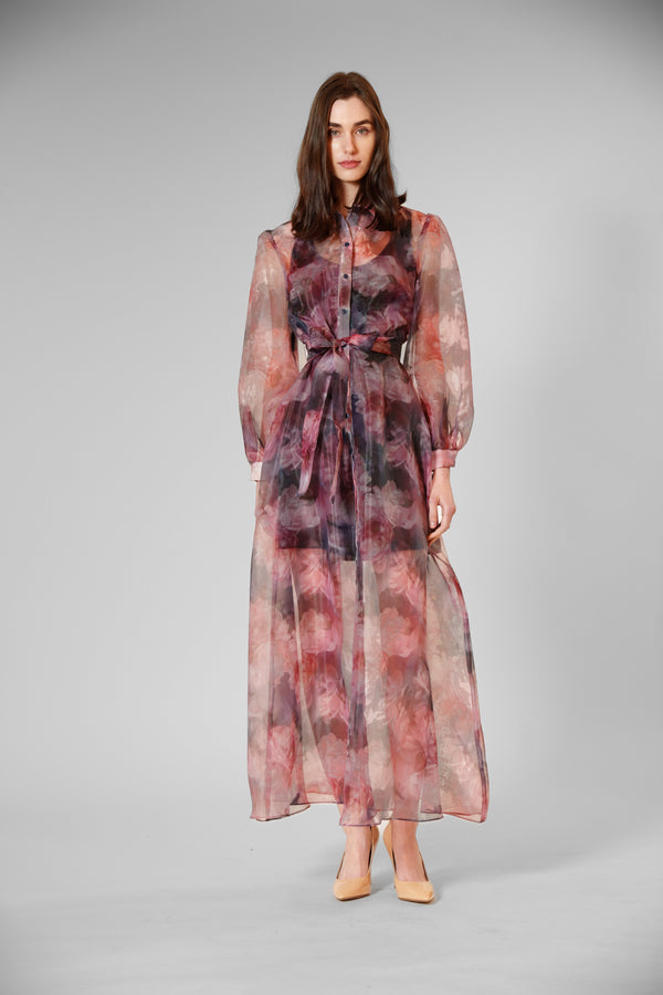 Long Sleeve Floral Tie-Waist Dress Julia Jordan JJ41270