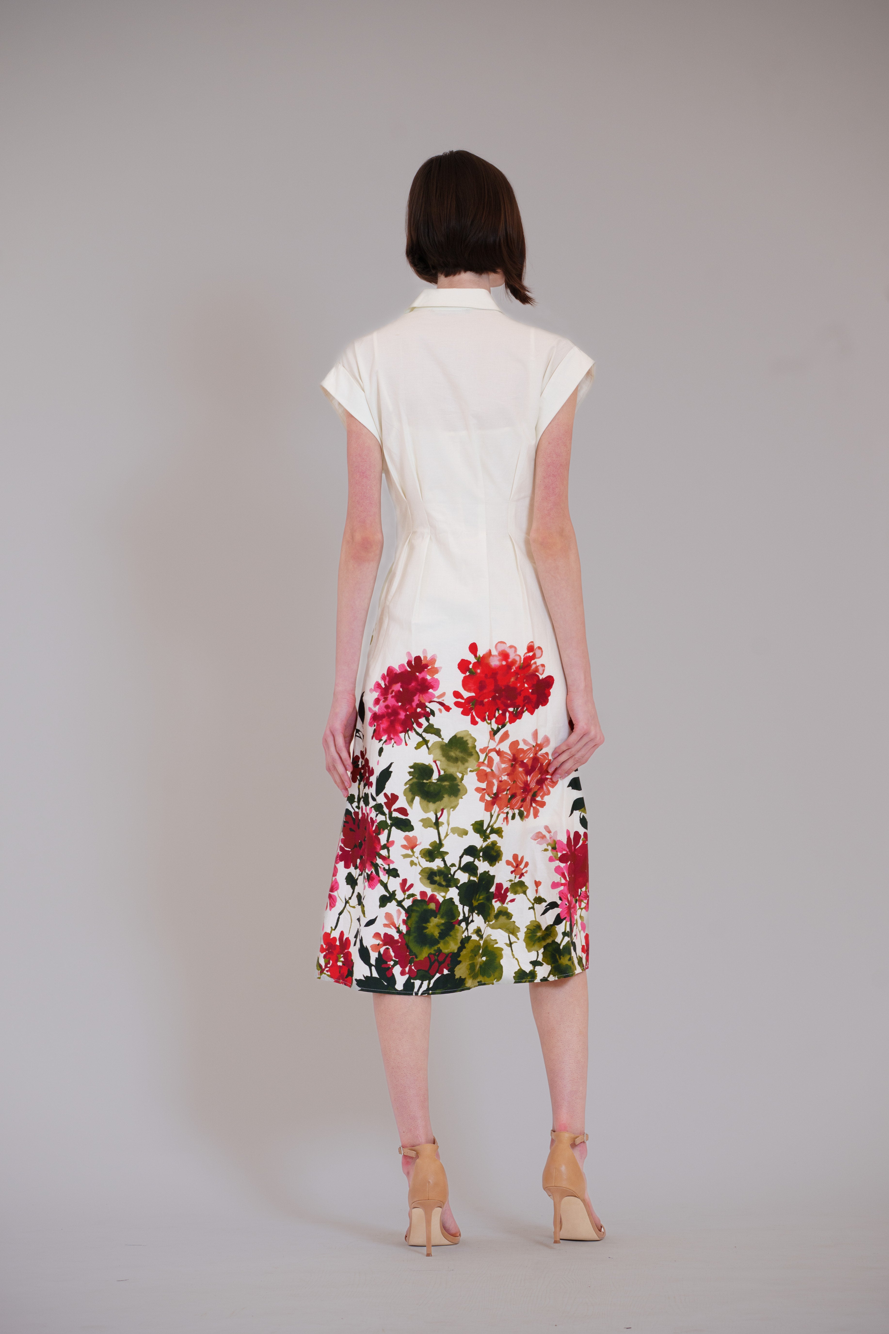 Short Sleeve V-Neck Printed Midi Shirt Dress Julia Jordan JJ41617