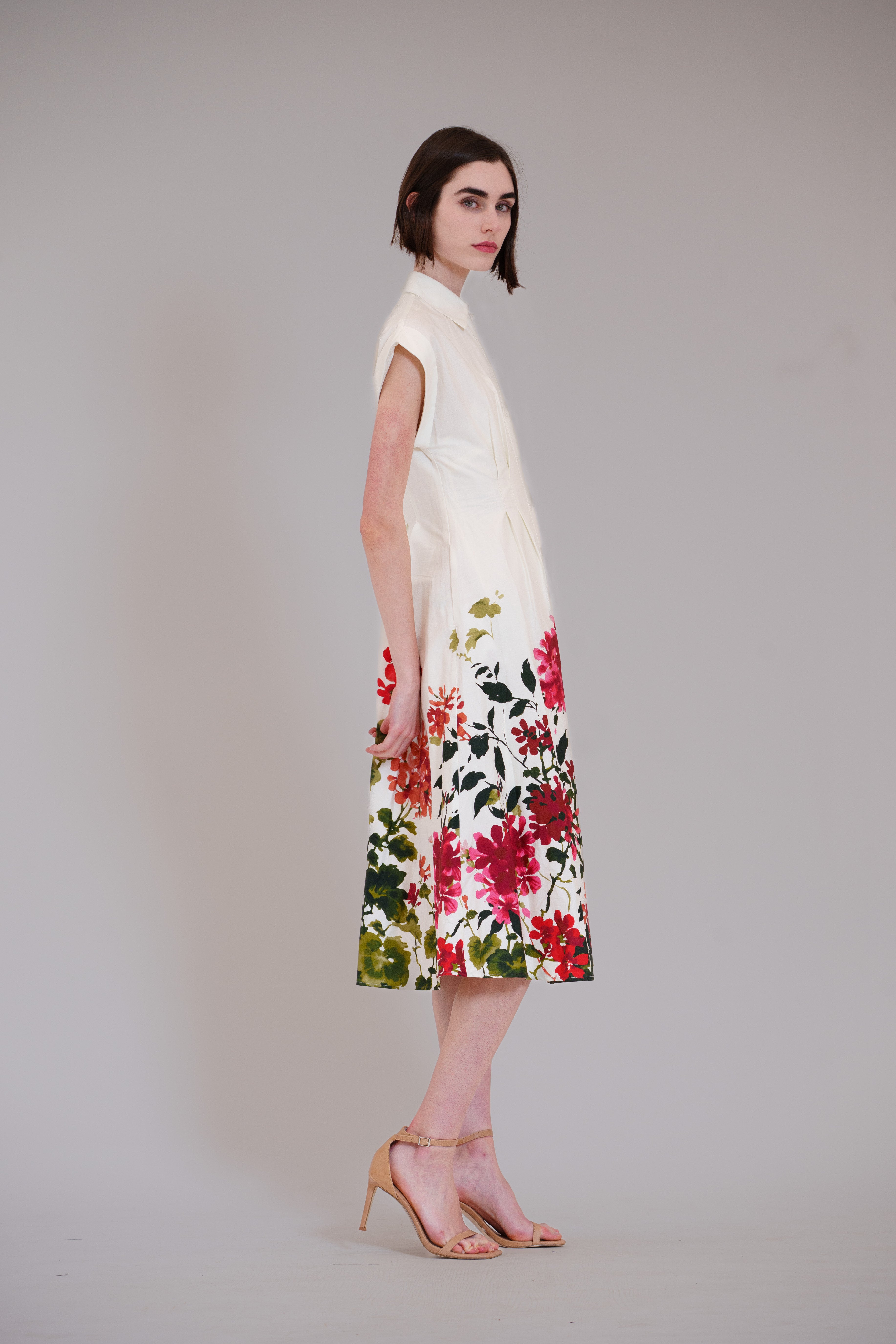 Short Sleeve V-Neck Printed Midi Shirt Dress Julia Jordan JJ41617