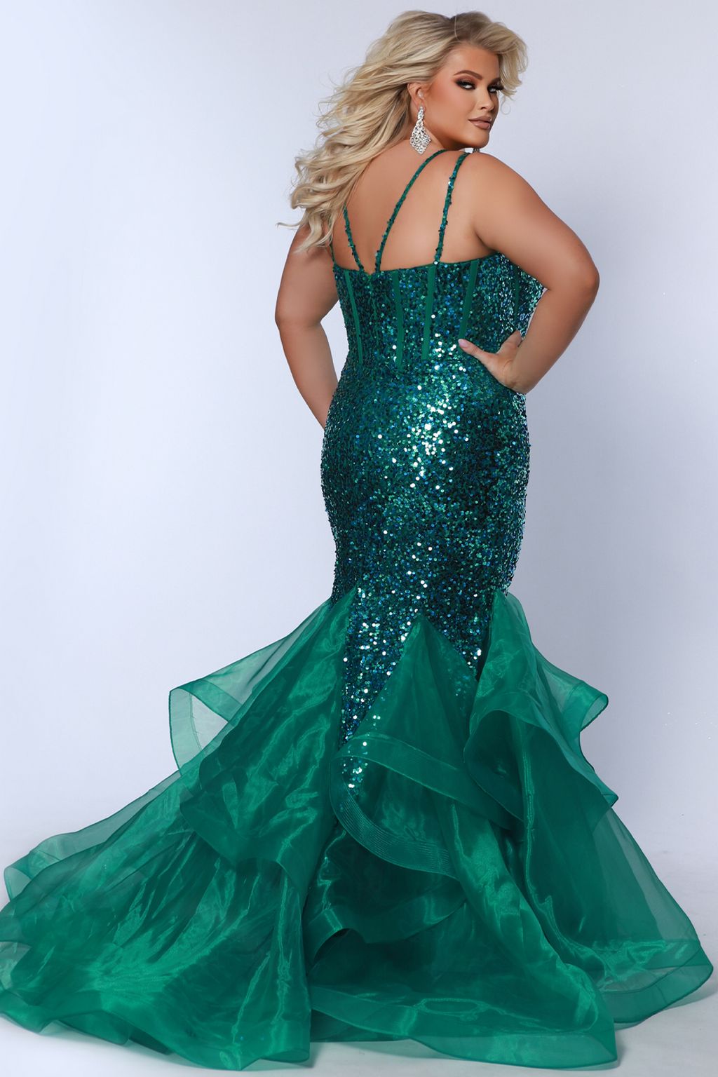 Sydneys Closet JK2516 Sequin Long Formal Mermaid Plus Size Prom Dress