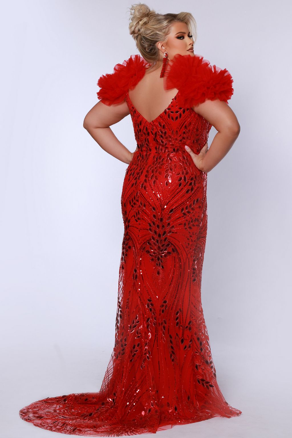 Sydneys Closet JK2517 Prom Long Sequin Formal Plus Size Dress