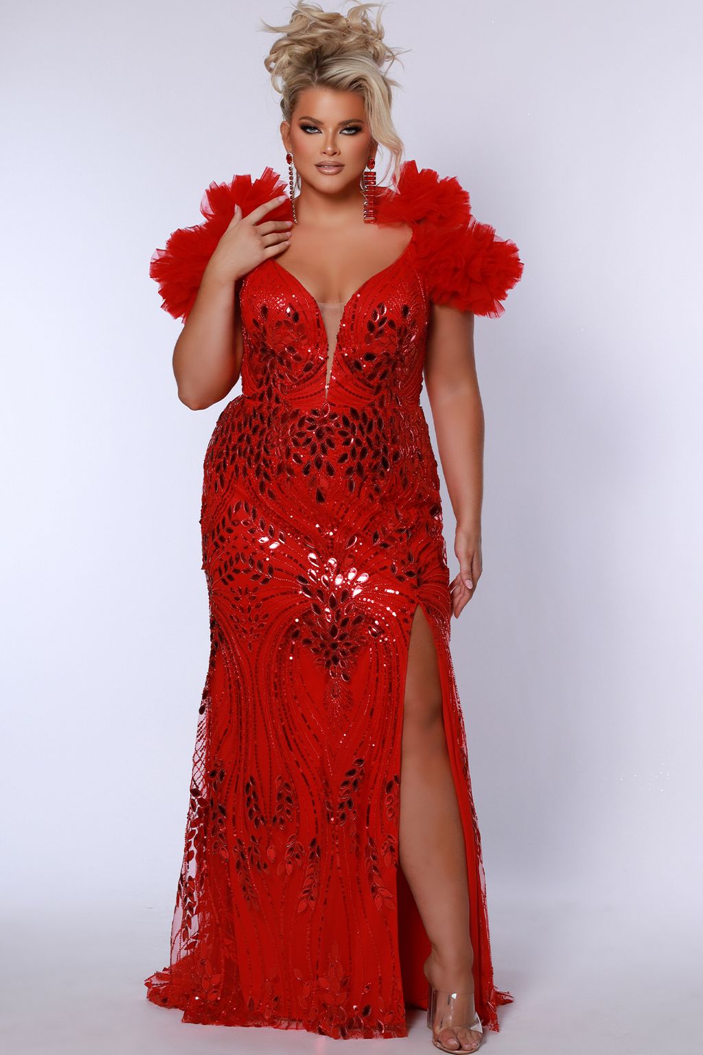 Sydneys Closet JK2517 Prom Long Sequin Formal Plus Size Dress
