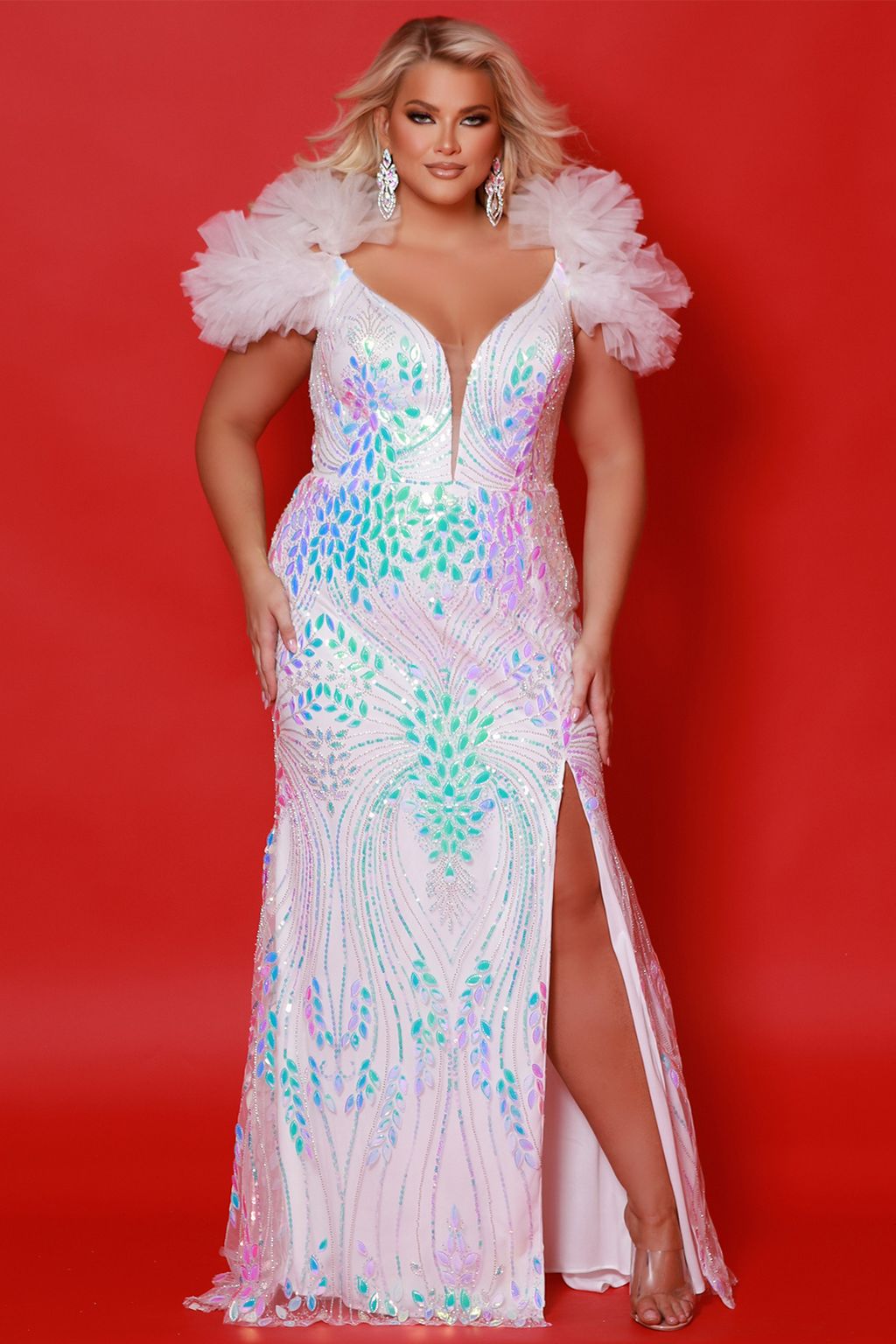 Sydneys Closet JK2517 Prom Long Sequin Formal Plus Size Dress