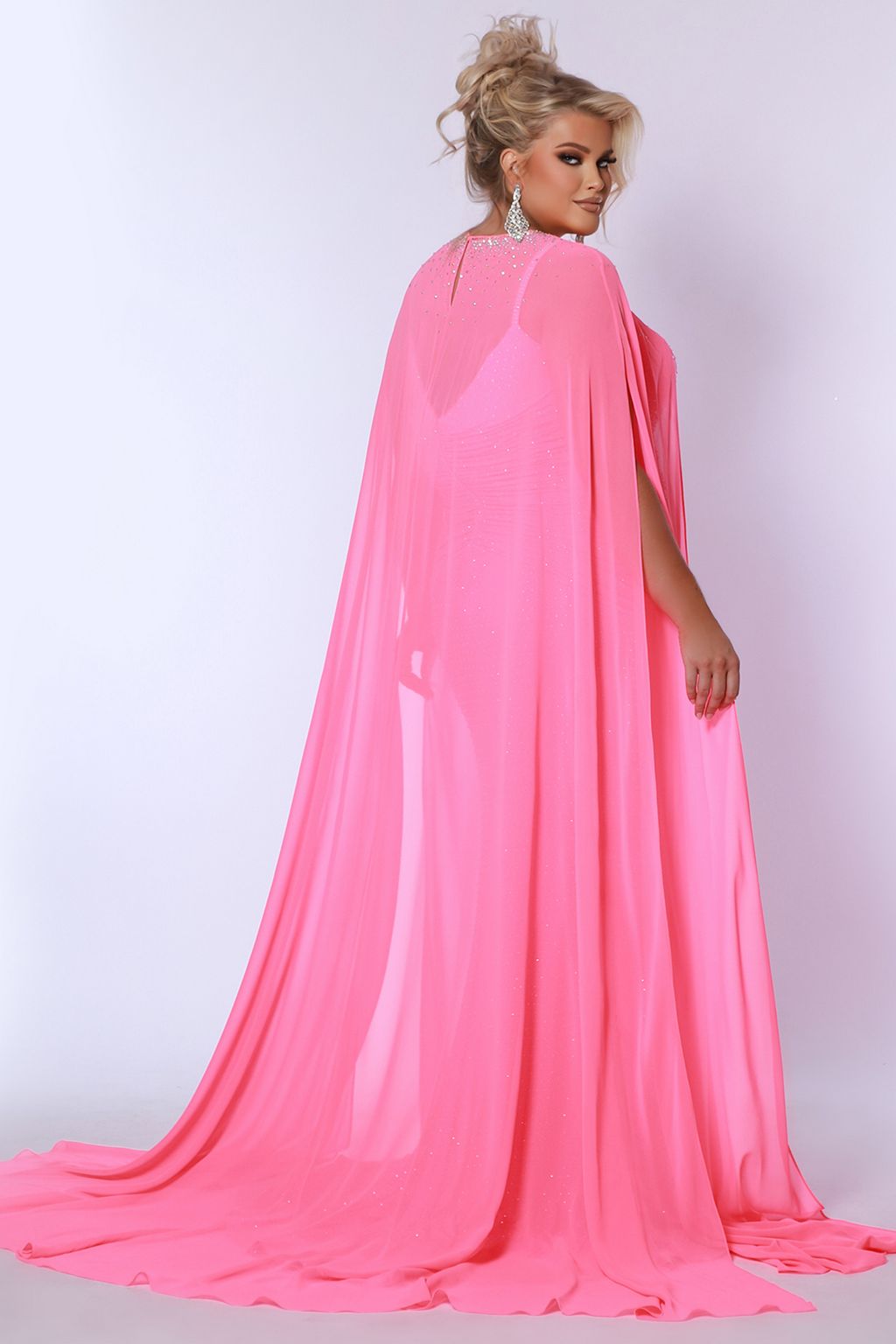 Sydneys Closet JK2518 Fitted Long Slit Formal Ruched Plus Size Prom Dress