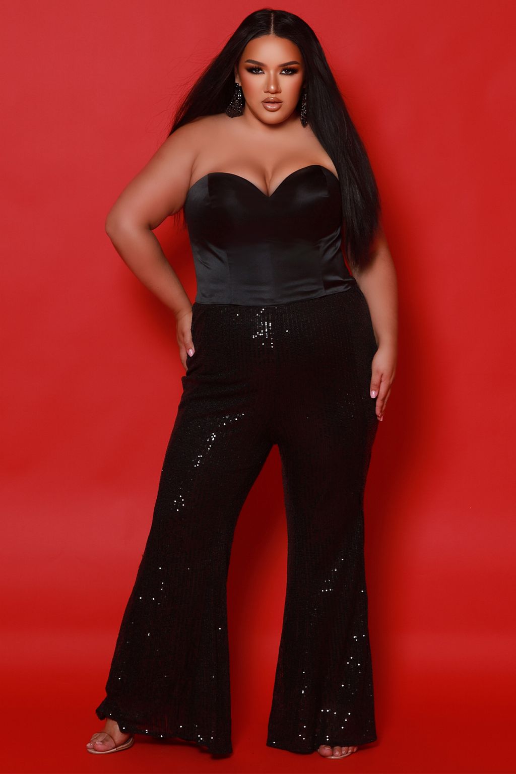 Sydneys Closet JK2520 Long Sequin Three Piece Suit Formal Plus Size Jumpsuit
