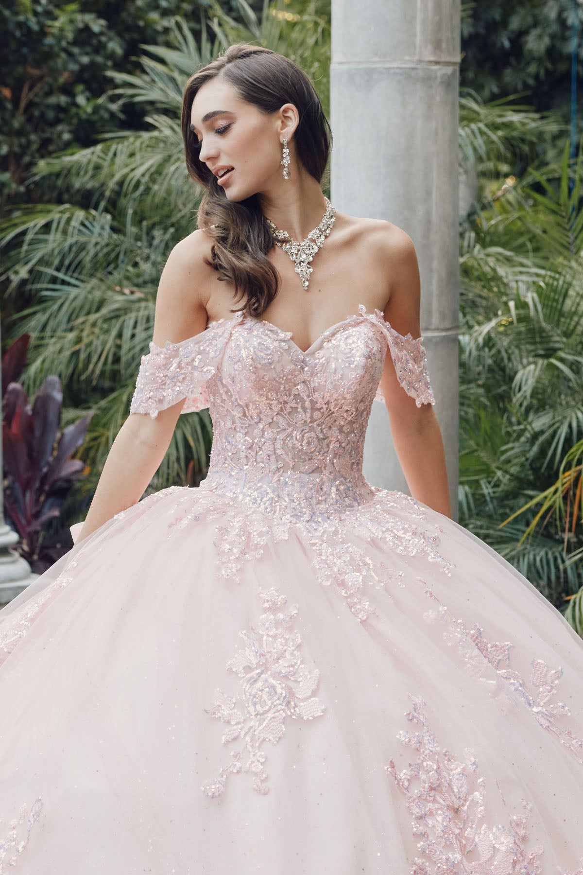 Juliet JT1458J Long Glitter Sweet 16 Quinceanera Ball Gown - Bahama Blue / L Juliet JT1458J Long Glitter Sweet 16 Quinceanera Ball Gown - Bahama Blue / L