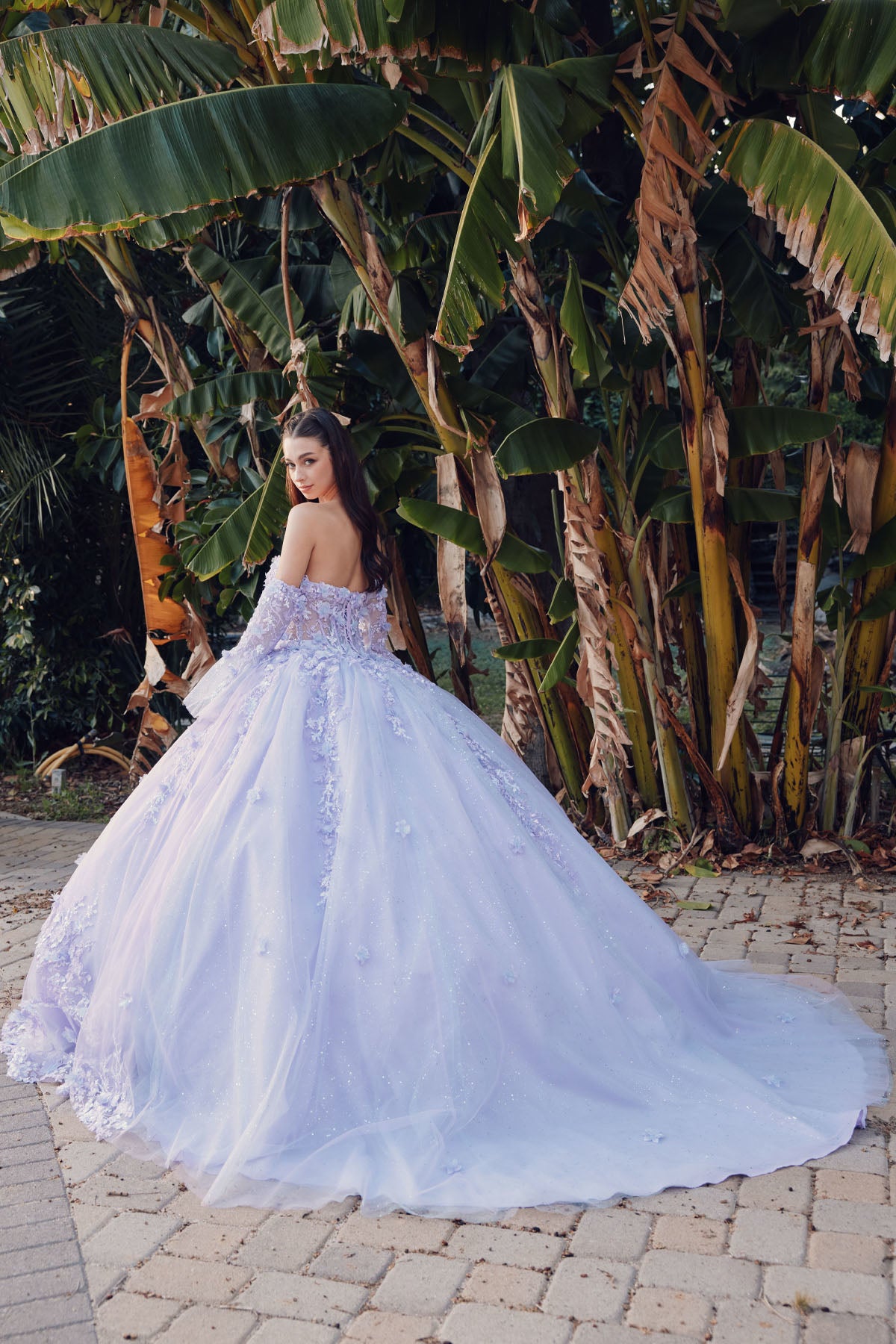 Juliet JT1459J Long Quinceanera Dress 3D Floral Ball Gown