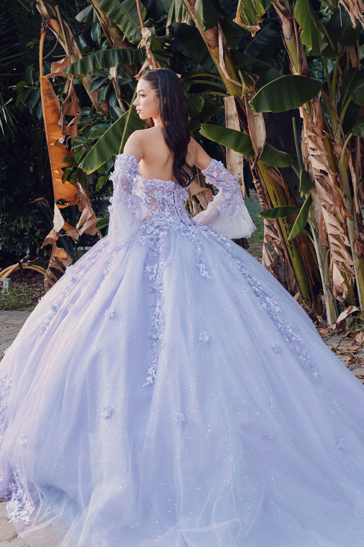 Juliet JT1459J Long Quinceanera Dress 3D Floral Ball Gown