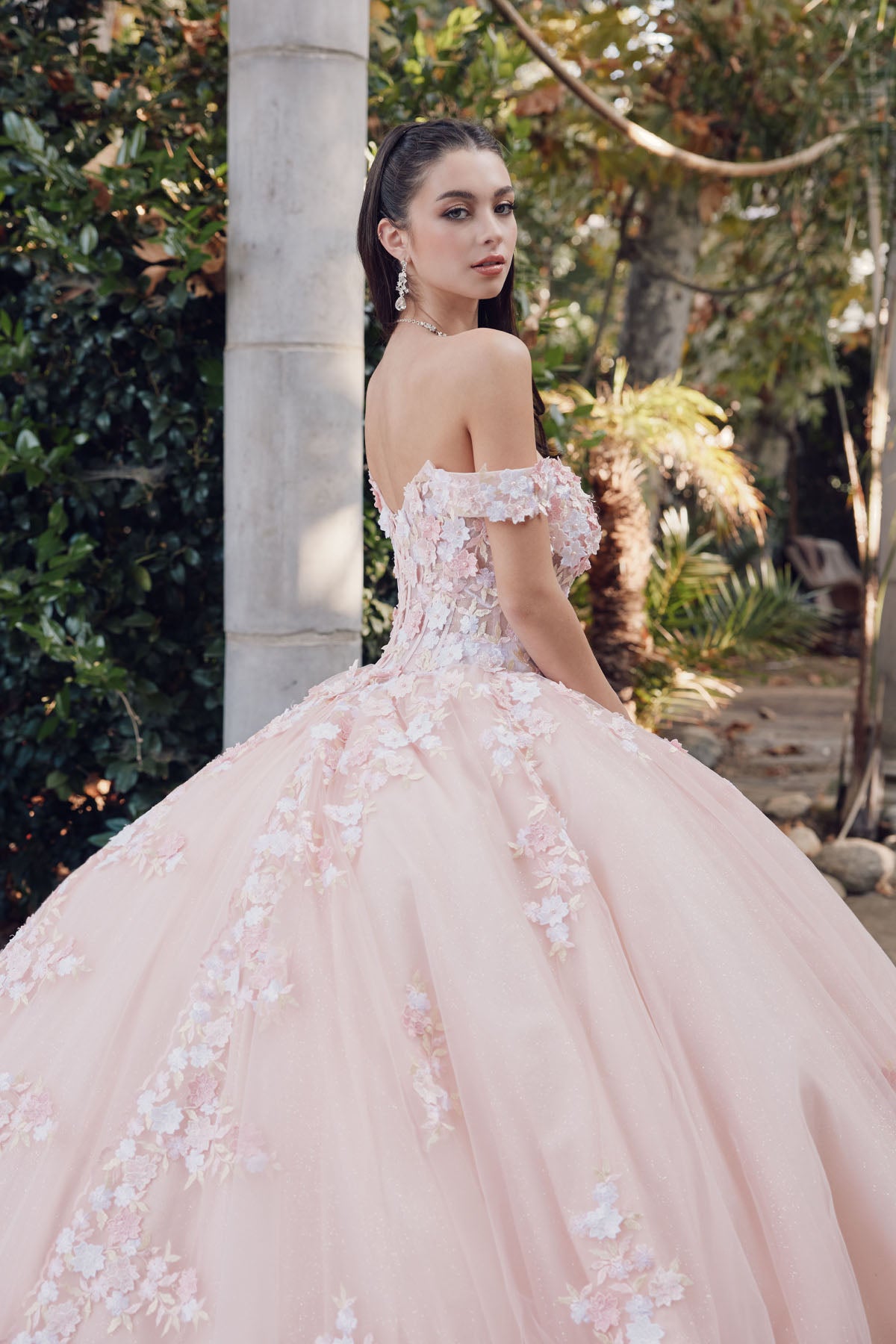 pink dress quince Juliet JT1460J Off the Shoulder Corset Bodice Poofy Quinceanera Gown Blush / 2XL