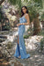 Prom Dresses  Fitted Formal Long Slit Prom Gown Blue