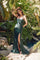Prom Dresses Fitted Formal Long Slit Prom Gown Emerald Green