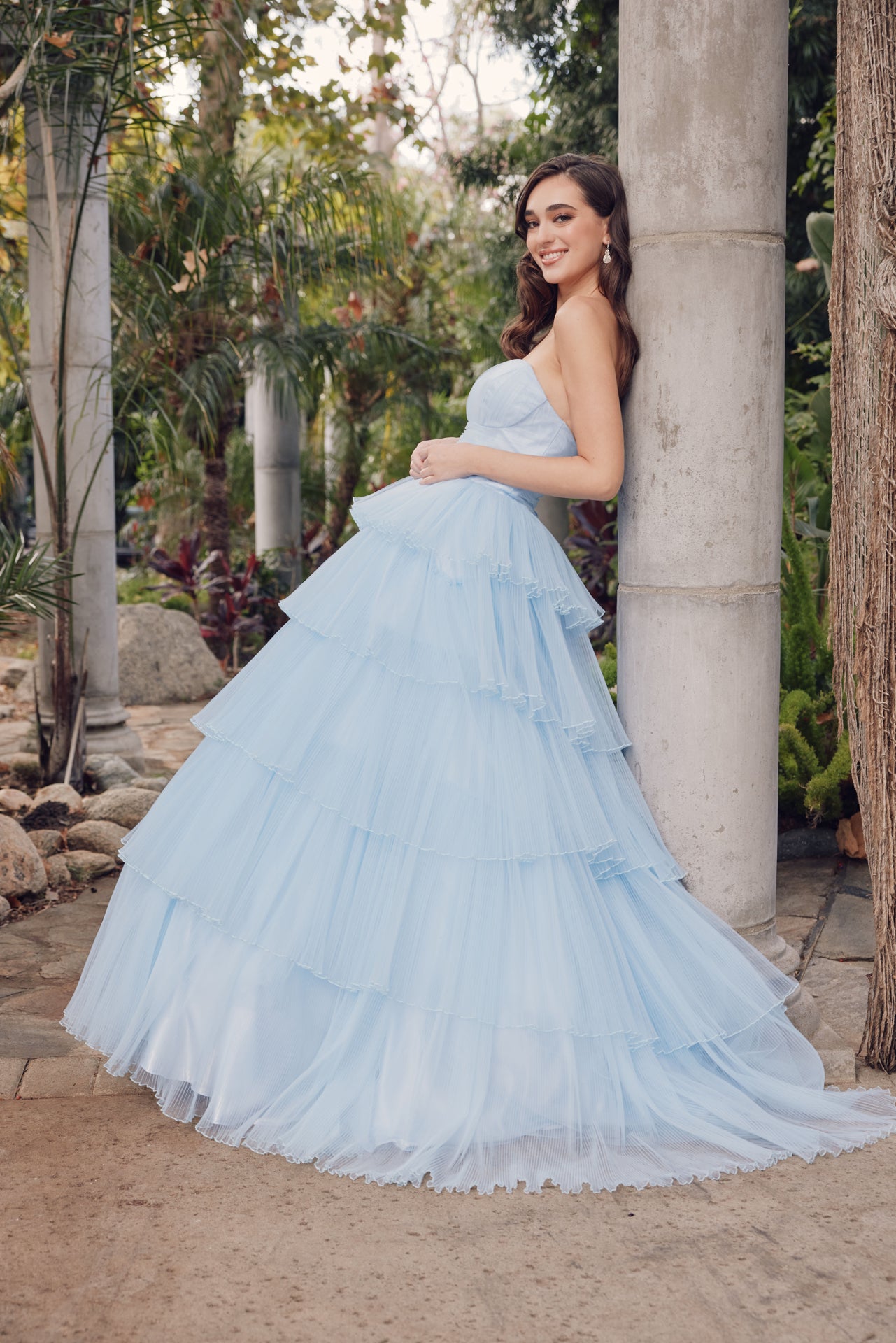 Juliet JT2452K Long Formal Ruffle Skirt Prom Gown