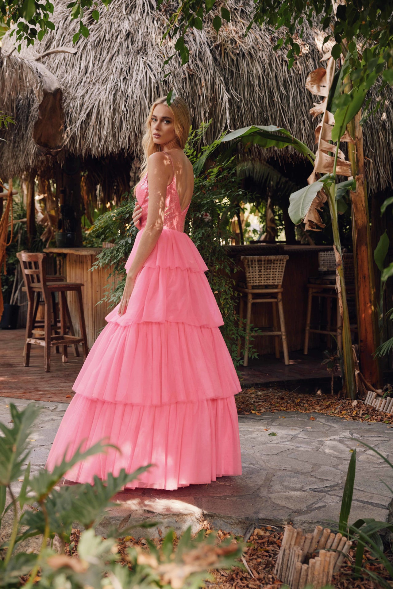 Juliet JT2457H Long Prom Formal Ruffle Skirt Ball Gown