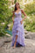 Prom Dresses Ruffle Skirt Fitted Corset Bodice Long Slit Prom Dress Lilac
