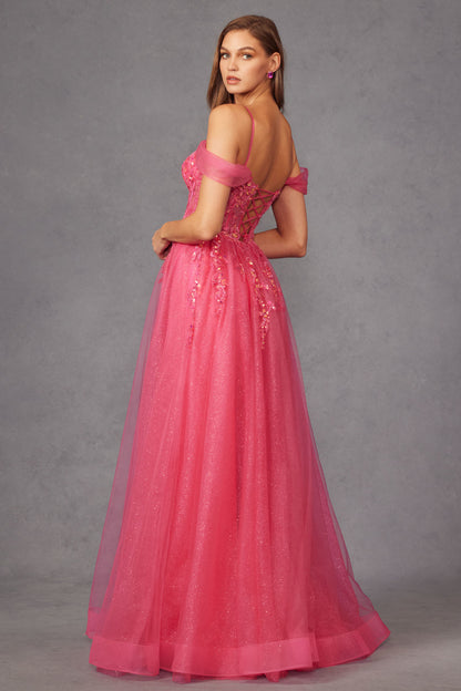 Prom Dresses Sparkle Skirt Long Formal Prom Gown Fuchsia