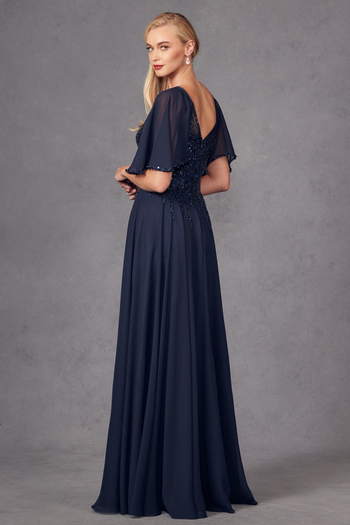 Navy Blue Juliet JTM14F Long Formal Mother of The Bride Dress