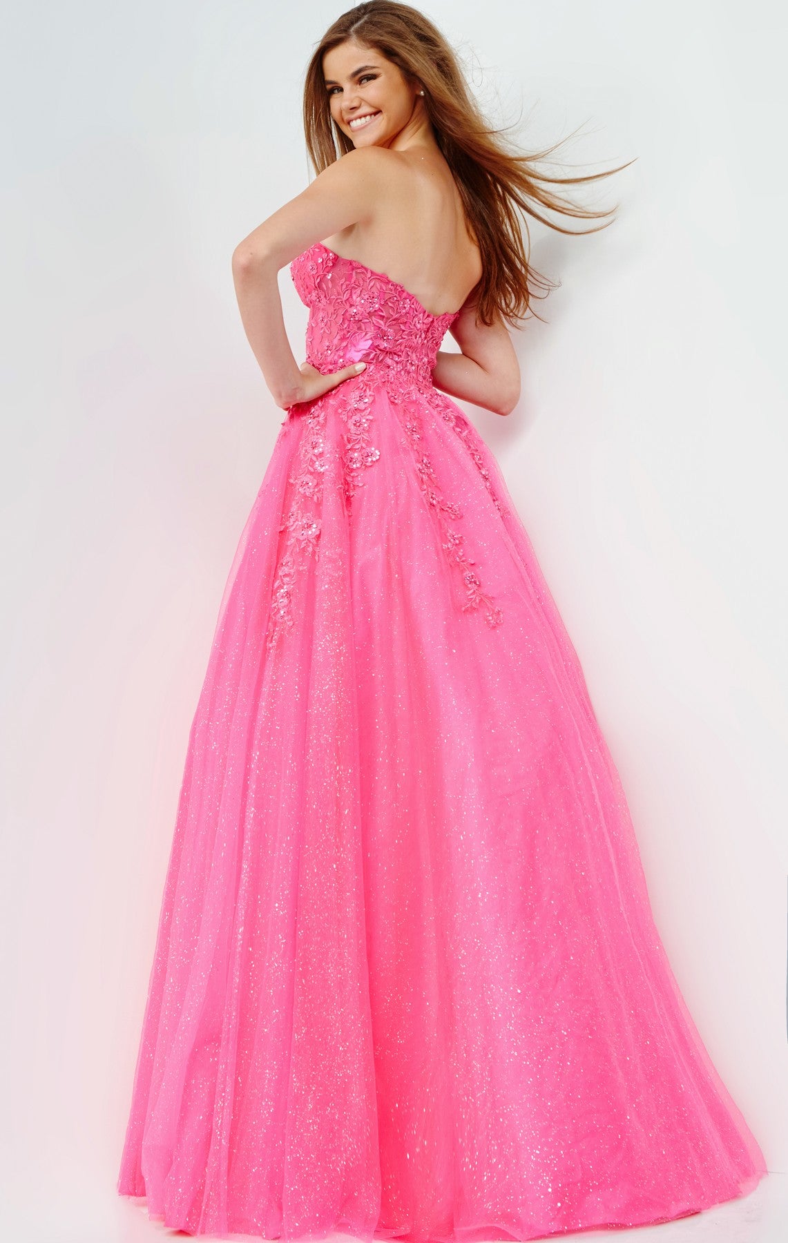 Prom Dresses Glitter Long Ball Gown A Line Prom Dress Fuchsia