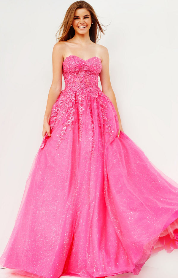 Jovani 05451 Glitter Long Ball Gown A Line Prom Dress