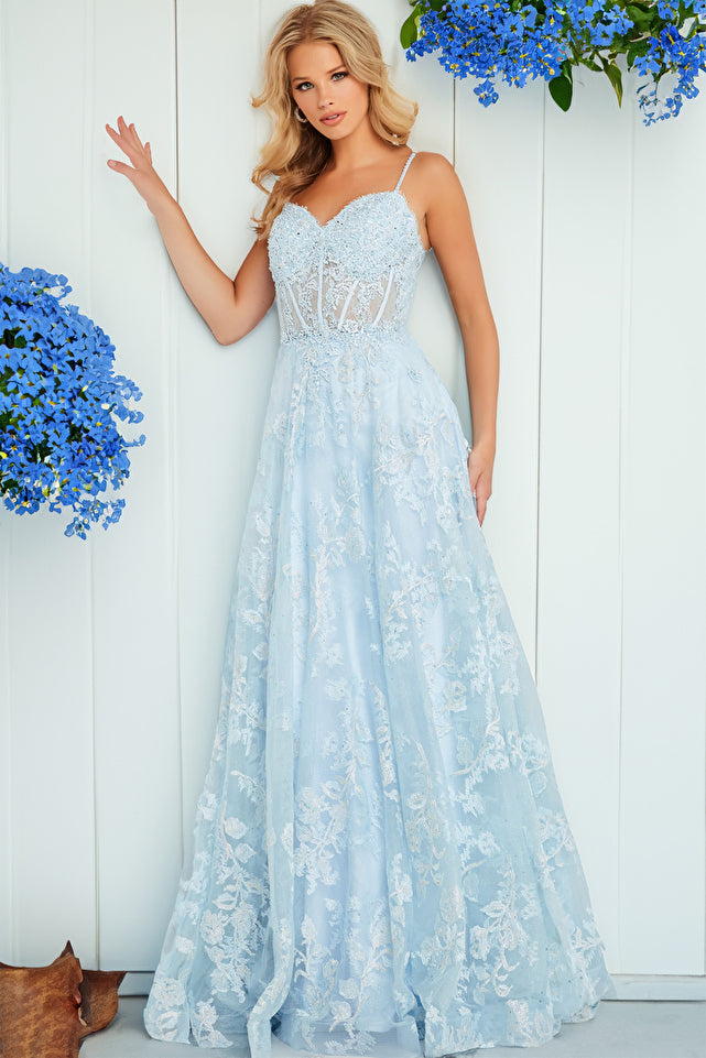 Jovani 06474 A Line Formal Long Prom Floral Lace Dress The Dress Outlet Jovani 06474 A Line Formal Long Prom Floral Lace Dress The Dress Outlet