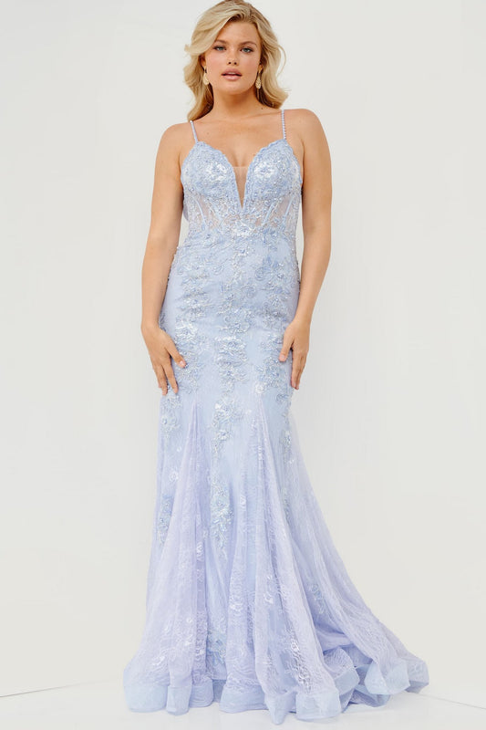 Prom Dresses Long Mermaid Formal Lace Prom Dress Powder Blue