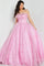 Prom Dresses Glitter Long Ball Gown Printed Prom Dress Pink