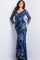 Formal Dresses Long Sleeve Formal Mermaid Evening Dress Navy