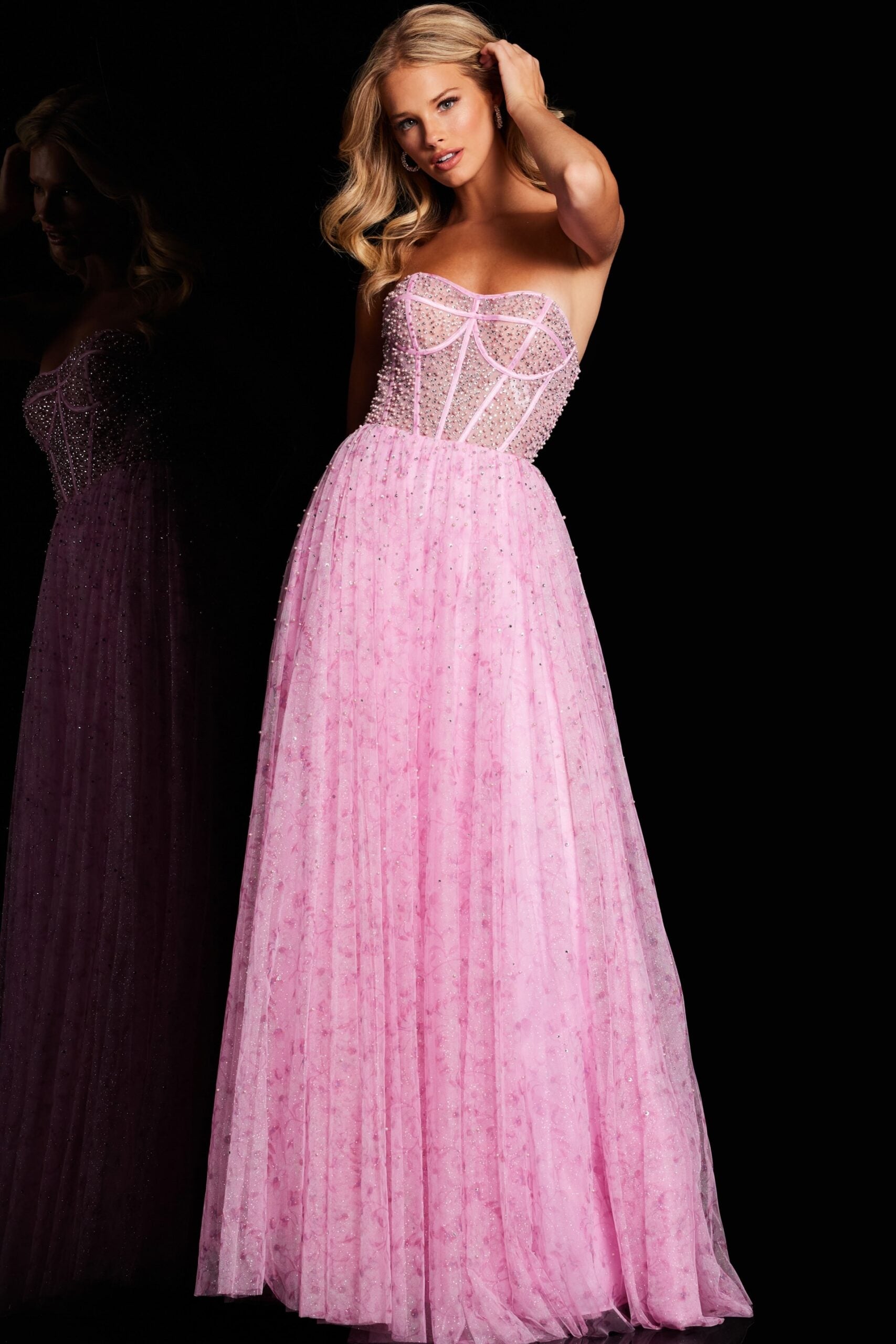 Prom Dresses A Line Beaded Long Formal Prom Dress Pink