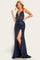 Prom Dresses Beaded Slit Long Formal Mermaid Prom Dress Navy