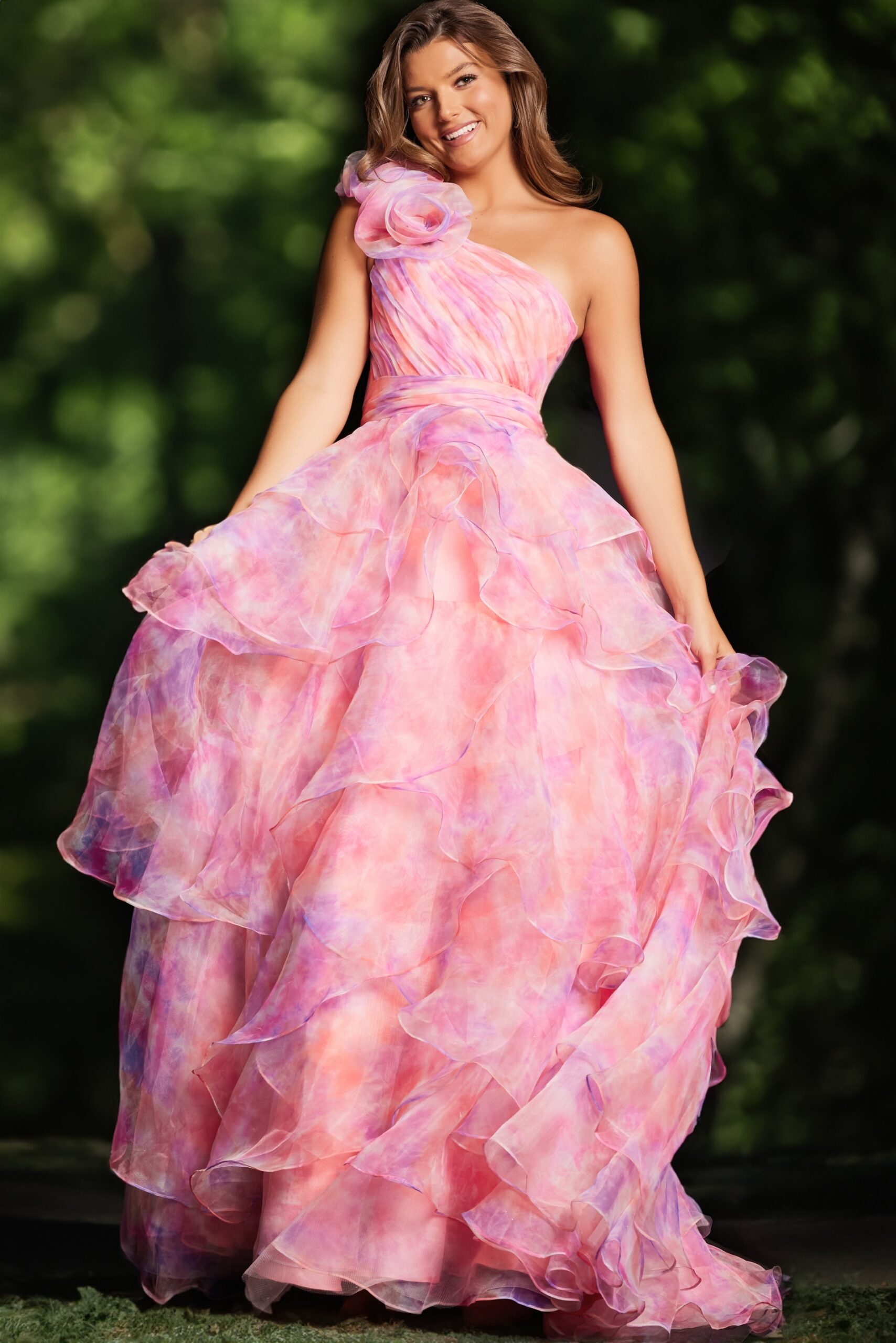 Prom Dresses Long Ball Gown A Line Print Prom Dress Pink/Print