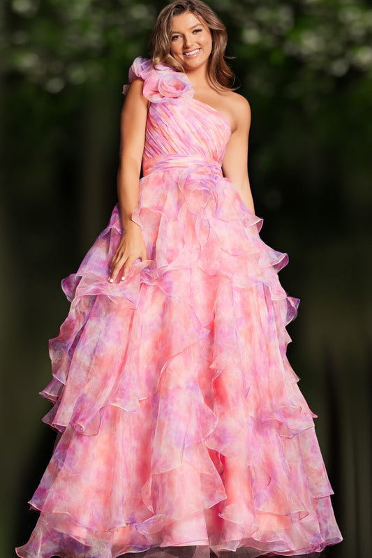 Prom Dresses Long Ball Gown A Line Print Prom Dress Pink/Print