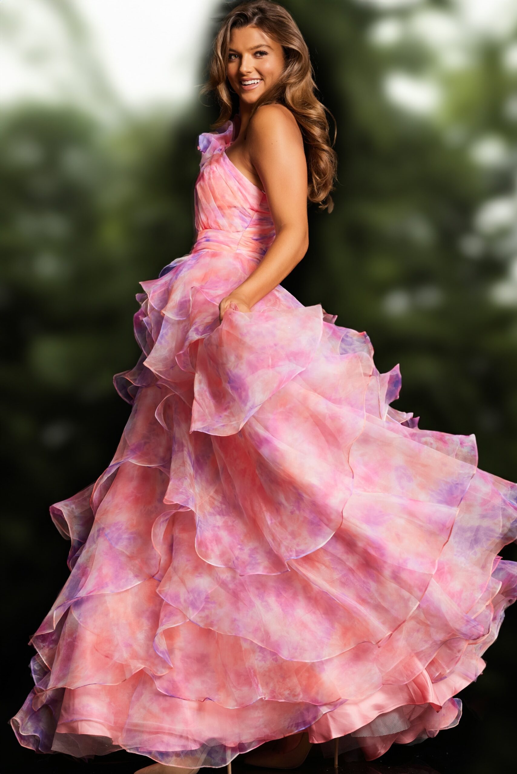 Prom Dresses Long Ball Gown A Line Print Prom Dress Pink/Print