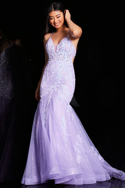 Prom Dresses Formal Long Mermaid Sequin Lace Prom Dress Lilac