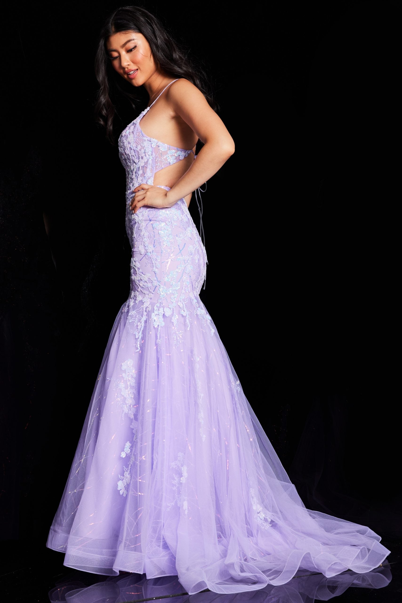 Prom Dresses Formal Long Mermaid Sequin Lace Prom Dress Lilac