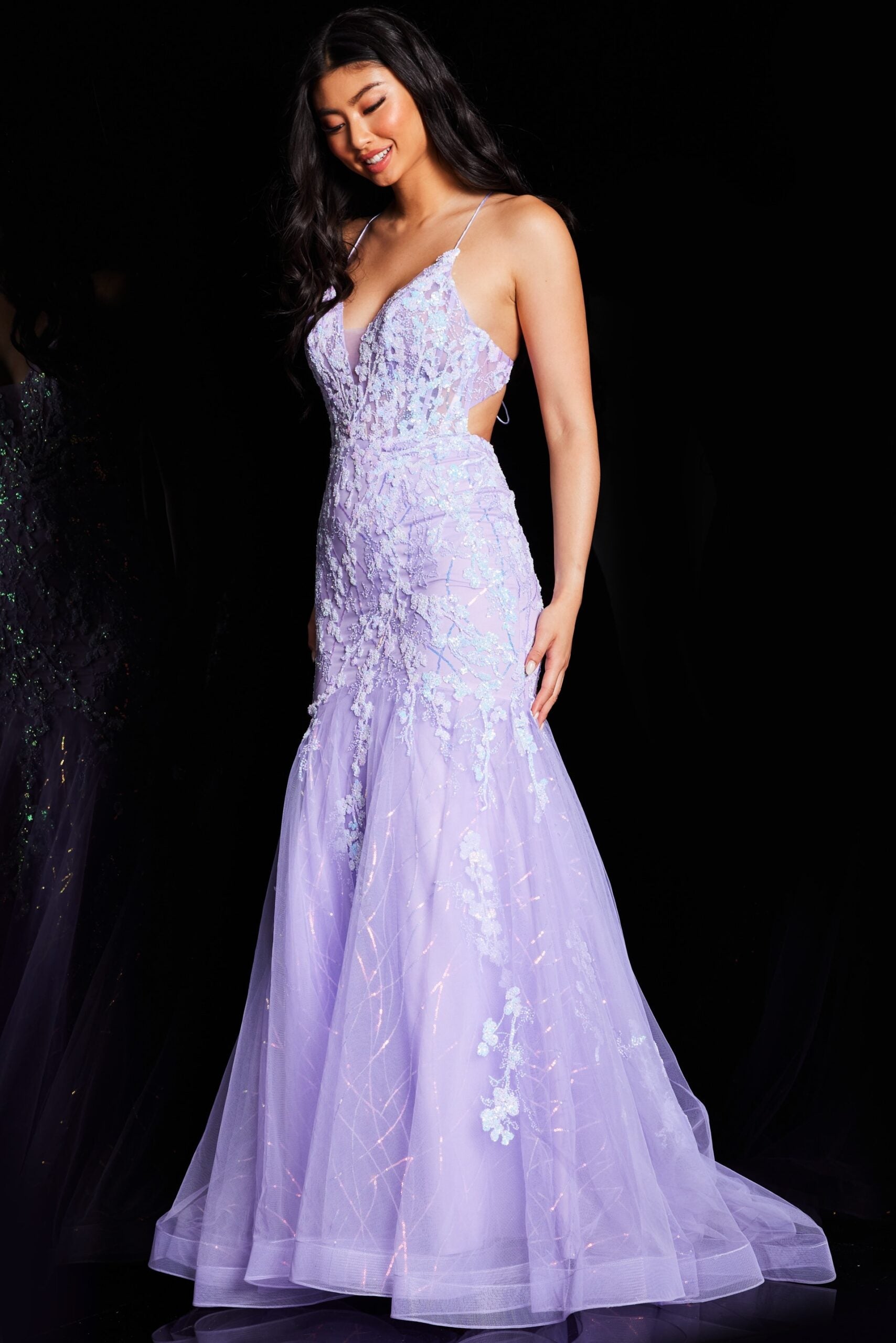Prom Dresses Formal Long Mermaid Sequin Lace Prom Dress Lilac