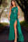 Prom Dresses Glitter Long Fitted Formal Overskirt Prom Dress Emerald