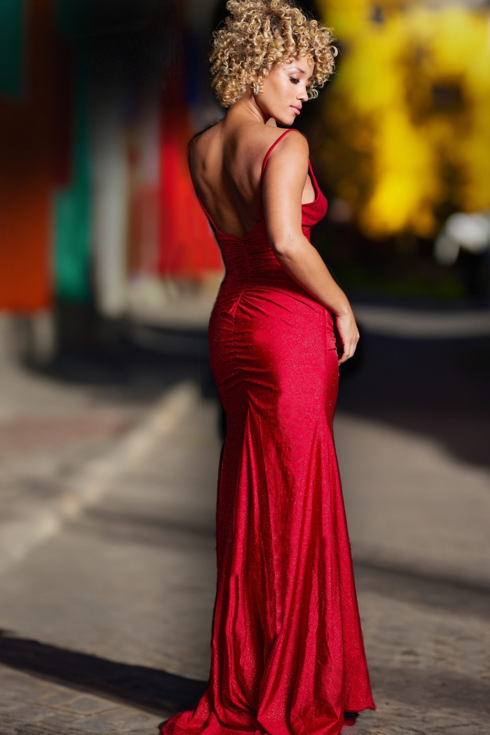 Prom Dresses Long Mermaid Fit Formal Glitter Prom Dress Red