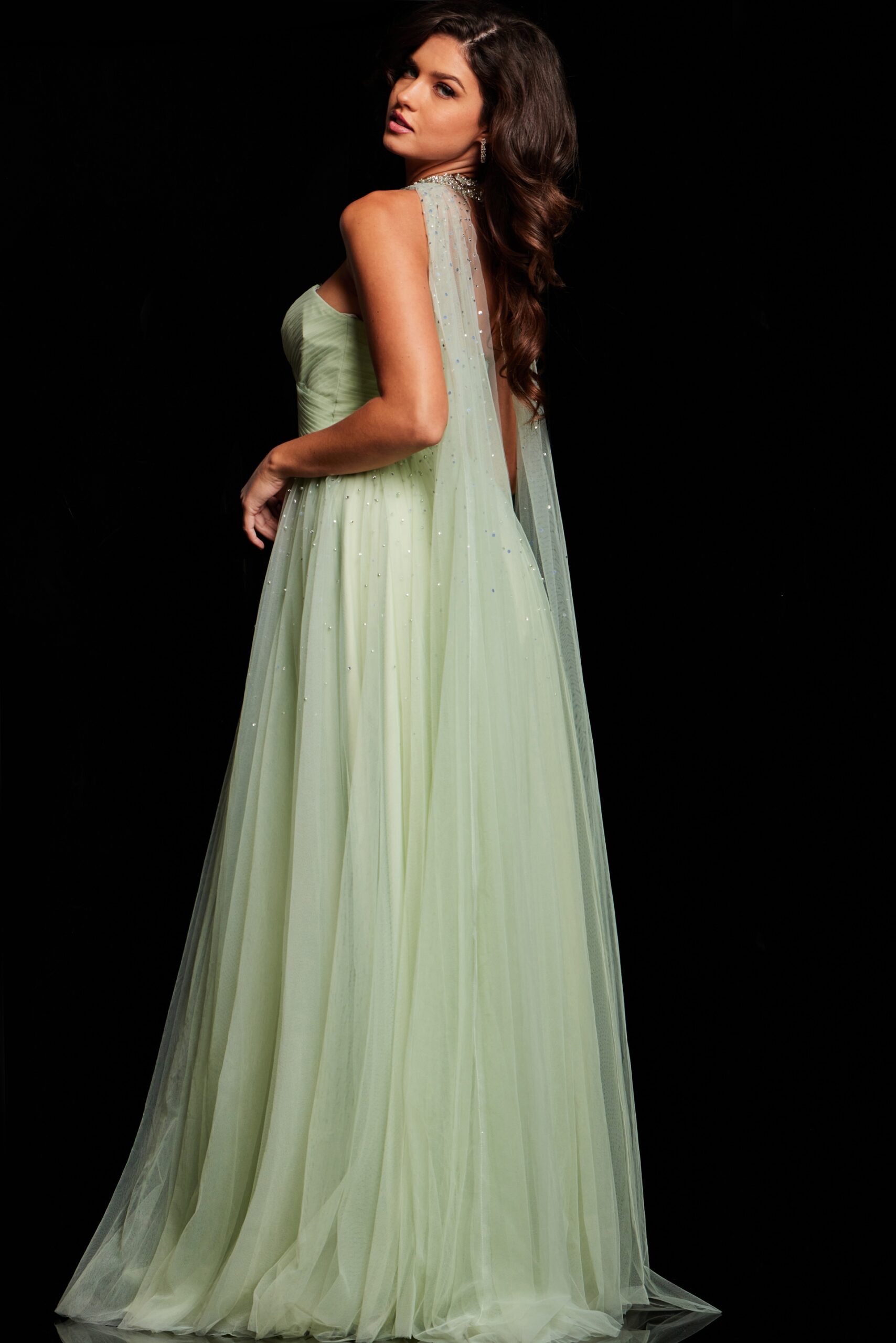 Jovani 39307 Beaded Long Formal A Line Pleated Prom Dress