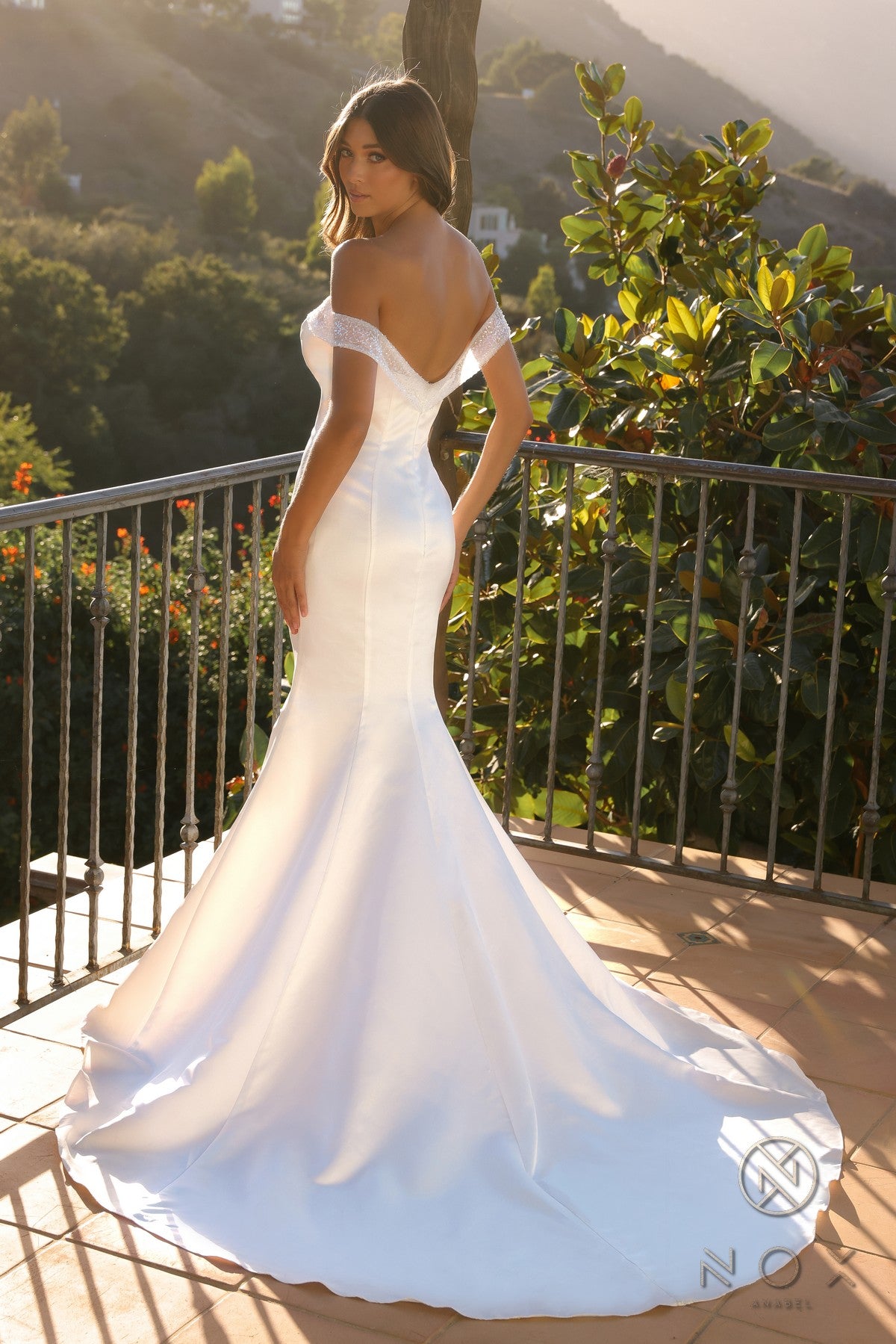 White Nox Anabel JW979 Fitted Long Mermaid Beaded Wedding Dress for